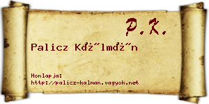 Palicz Kálmán névjegykártya